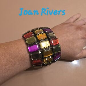 Joan Rivers Multicolor Jewel Gunmetal Cuff Bracelet